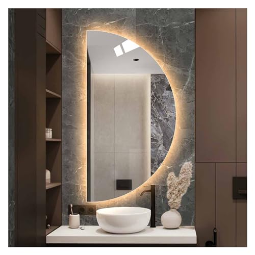 GOYUXV LED-Spiegel, Halbrunder Wandspiegel des Badezimmers, Mit 3000K-6000K Dimmbar, Dekorativer Kosmetikspiegel, Beleuchtungsspiegel, 40×80CM, (Size : Right Semicircle) von GOYUXV