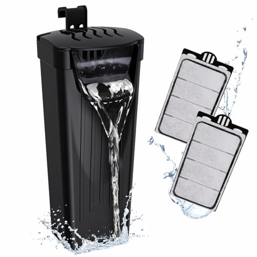 GOZILLA Schildkröten-Tankfilter, 74 GPH, niedriger Wasserstand, 3,5 W, Aquariumfilter für kleine Aquarien bis zu 45 Liter, inklusive 2 Ersatzkartuschen, Schwarz von GOZILLA