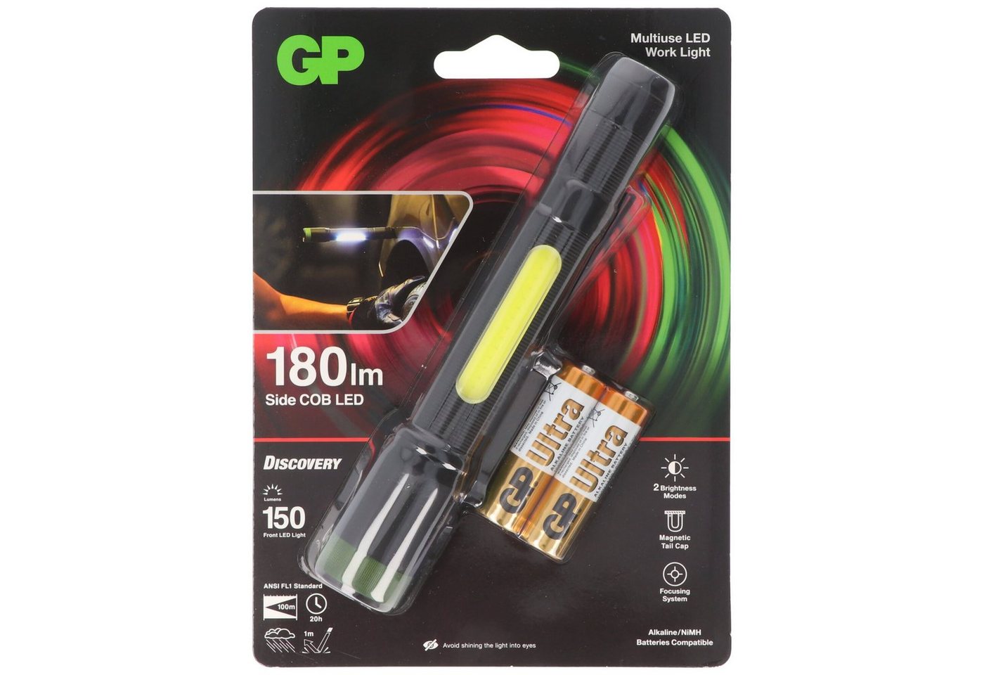 GP Batteries LED Taschenlampe Taschenlampe GP C33 150 Lumen inklusive 2x AA 1,5V Mignon Batterien von GP Batteries