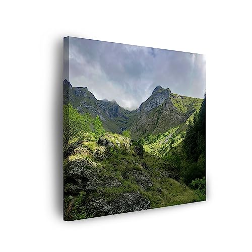 GP TONER Bild auf Leinwand mit Holzrahmen Wanddekoration Leinwanddruck Natur Berge 40x40 cm quadratisch Modern KunstdruckLeinwandbilder für Ihr Zuhause oder Büro von GP TONER