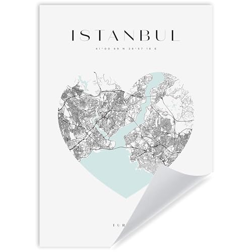 GP TONER Bilder Poster Istanbul Poster Herzstil Wanddekoration Moderne Wandkunst Poster Design DIN A4 21x29,7 cm ohne Rahmen von GP TONER