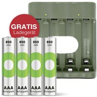 GP - Aktion Gratis Ladegerät' USB-Modell Ladegerät B441 inkl. 4x AAA-Akku Micro (AAA)-Akku NiMH 85 von GP