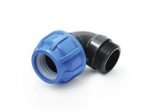 PP-Fitting Verschraubung für PE-Rohr Klemmverbinder Trinkwasser Winkel (Winkel 90° mit AG, 20 - (1/2")) von GPA