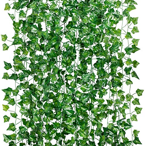 GPARK Künstliche Efeu-Girlande, 24 Stränge/je 208,3 cm, grüne Blumen, zum Aufhängen für Hochzeit, Party, Zuhause, Garten, Küche, Büro, Outdoor, Grüne Wanddekoration von GPARK