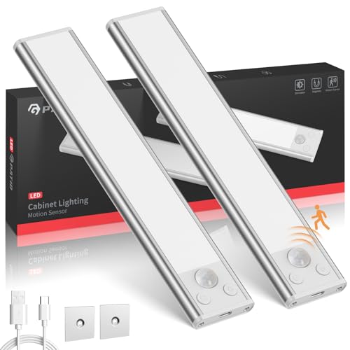 GPATIO 20CM Unterbauleuchte Schrankbeleuchtung USB 3 Farbmodi Dimmbar Schrankleucht küche mit Bewegungsmelder LED Sensor Licht stufenlose Nachtlicht für Küche Badezimmer, Schlafzimmer 2 Stück von GPATIO