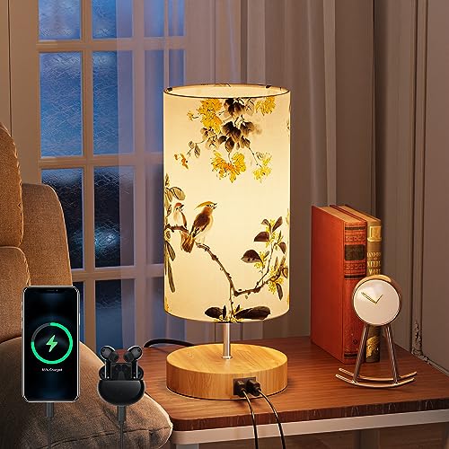 GPATIO Nachttischlampe, Tischlampe Modern Nachttischlampe Touch Dimmbar, Deko Schlafzimmer Bedruckt Tischleuchte, 2 USB Ladeanschluss Led Lampe für Deko Schlafzimmer Wohnzimmer Kinderzimmer von GPATIO