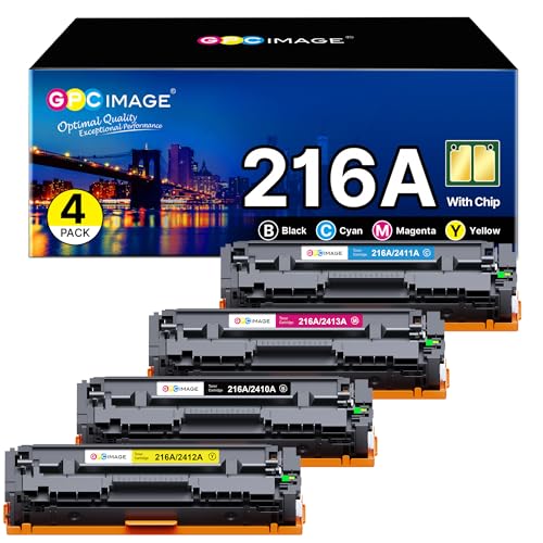 GPC IMAGE 216A W2410A Mit Chip Kompatibel für HP 216A Color Laserjet Pro MFP M183fw M182nw M182n M155a M155nw M183 M182 M155 W2410A W2411A W2412A W2413A (Schwarz Cyan Gelb Magenta, 4er-Pack) von GPC IMAGE