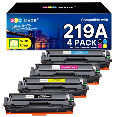 GPC IMAGE 219A 219X Toner Mit Chip Kompatible für HP 219A für Color Laserjet Pro MFP 3302FDWG MFP 3302FDWG 3302FDW 3302SDW 3302SDWG 3302FDN 3202DN 3202DW W2190A (1 Schwarz 1 Cyan 1 Gelb 1 Magenta) von GPC IMAGE