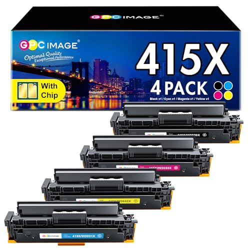 GPC IMAGE 415X M479fdw Toner Mit Chip Kompatibel für HP 415X 415A Multipack für HP Color Laserjet Pro MFP M479fnw M479dw M479fdn M454dw M454dn W2030X W2031X W2032X W2033X W2030A (4er-Pack) von GPC IMAGE