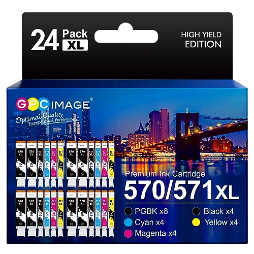 GPC IMAGE PGI-570 CLI-571 XL Multipack Druckerpatronen für Canon 570XL 571XL Patronen Pixma TS5050 TS5000 TS5055 TS6050 MG5700 MG5750 MG5751 MG6850 MG6852(PGBK Schwarz Cyan Gelb Magenta,24er-Pack) von GPC IMAGE