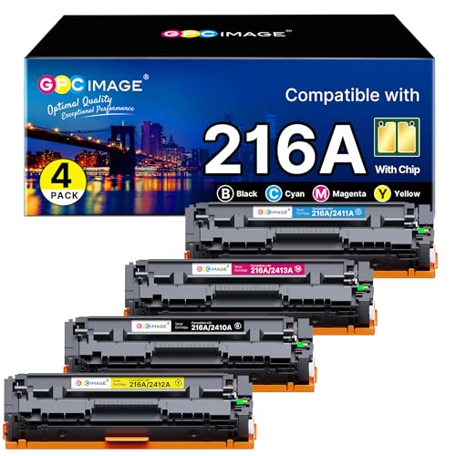 GPC Image 216A Tonerkartusche kompatibel für 216A W2410A W2411A W2412A W2413A für Color Laserjet Pro MFP M183fw M182n M183fdw M182 M182nw M155 (1 Schwarz, 1 Cyan, 1 Magenta, 1 Gelb, 4 Stück -Pack) von GPC IMAGE