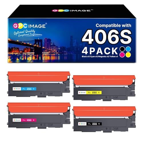 GPC Image P406C Toner kompatibel für Samsung CLT-P406C Multipack 406S für Samsung CLX-3305 Xpress CLP 365 CLX 3300 C410W C460FW CLX-3305W K406S C406S Y406S M406S Schwarz Cyan Gelb Magenta, 4 Stück von GPC IMAGE