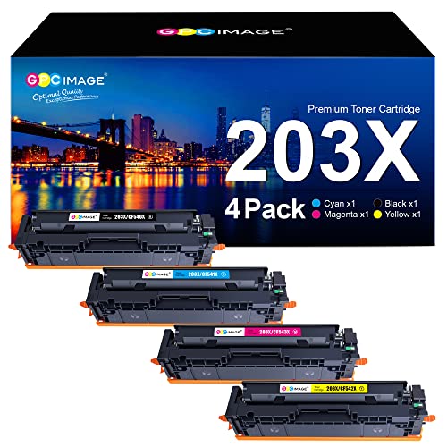 GPC IMAGE 203X Kompatibel für HP 203X 203A Toner Set für HP Color Laserjet Pro MFP M281fdw Toner M254dw M254nw M281fdn M280nw M281cdw M254dn CF540X CF540A (Schwarz Cyan Gelb Magenta, 4er-Pack) von GPC IMAGE