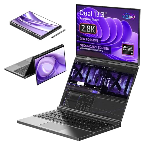 GPD Duo Dual-Screen Laptop: 13,3“ OLED-Displays, AMD Ryzen AI 9 HX 370, 32GB RAM, 2TB SSD, Stylus-Unterstützung, 10-Punkt-Touch, 4096 Druckstufen, Dual 360° Scharnier, AI PC GPD Duo Dual-Screen Laptop: 13,3“ OLED-Displays, AMD Ryzen AI 9 HX 370, 32GB RAM, 2TB SSD, Stylus-Unterstützung, 10-Punkt-Touch, 4096 Druckstufen, Dual 360° Scharnier, AI PC von GPD