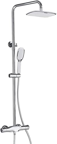 GPDNBIEU, 25 × 19 cm Regenduschkopf und 2-Funktionen-Handbrause, freiliegende Duschsäule, einfache Installation, Chrom (Chrom(Chrome) von GPDNBIEU