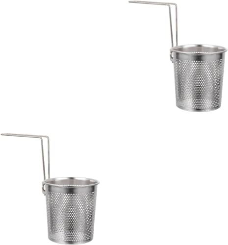 GPDNBIEU, 2er-Pack Pasta-Vorspeisenbecher, Pasta-Siebkorb, Nudelsieb mit Griff, Waffel-Pommes-Siebkorb, Edelstahl-Netzsieb, Netz-Siebkörbe von GPDNBIEU