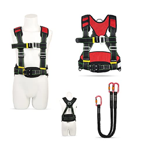 GPDNBIEU, Absturzsicherungsgurt mit selbsteinziehbarem Lanyard, Dachgurt-Sicherheitsset, Absturzsicherung, for Klettern, Luftarbeiten/Rot/a(Red,E) von GPDNBIEU