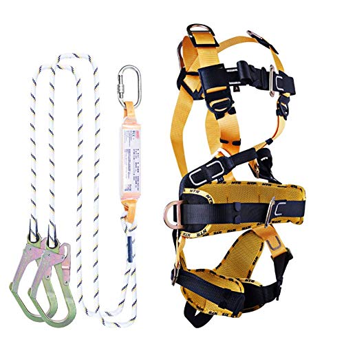 GPDNBIEU, Bau-Ganzkörpergurte, stoßdämpfendes Lanyard, Sicherheitsgurt-Set, Taillenstützdesign mit Schnellverschluss-Brustschnalle for Luftarbeiten, Dachklettern(C) von GPDNBIEU