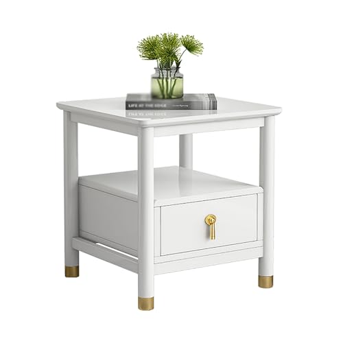 GPDNBIEU, Beistelltische mit Schubladen, Schlafzimmer, kleiner Nachttisch, Kommode for, for Zuhause, Büro und Studentenwohnheim(White,40x40x50CM) von GPDNBIEU