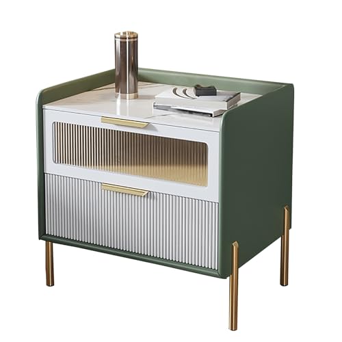 GPDNBIEU, Bettständer mit Schubladen, moderner Luxus-Nachttisch, Beistelltische, Kommode, Schrank, Organizer, Möbel, for Schlafzimmer, kleine Räume(Green,48x40x50cm) von GPDNBIEU
