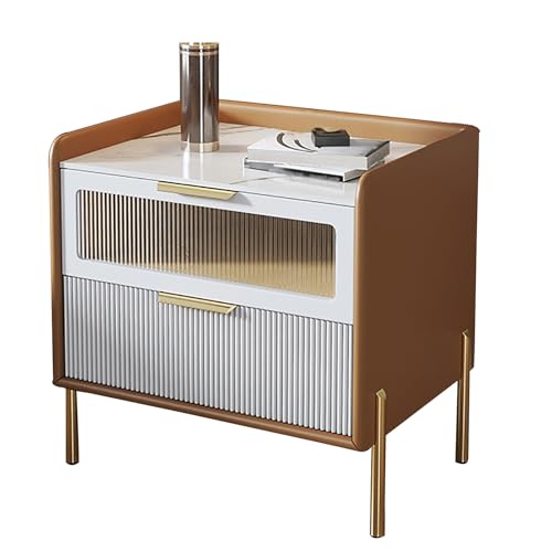 GPDNBIEU, Bettständer mit Schubladen, moderner Luxus-Nachttisch, Beistelltische, Kommode, Schrank, Organizer, Möbel, for Schlafzimmer, kleine Räume(Orange,48x40x50cm) von GPDNBIEU
