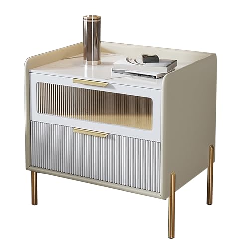 GPDNBIEU, Bettständer mit Schubladen, moderner Luxus-Nachttisch, Beistelltische, Kommode, Schrank, Organizer, Möbel, for Schlafzimmer, kleine Räume(White,48x40x50cm) von GPDNBIEU