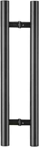 GPDNBIEU, Doppelseitige, runde, robuste Scheunentor-Schubstange for den Außenbereich for Ausgang, Türgriffstange for schwenkbaren Eingang mit Befestigungsschrauben(Black,120cm(47 1/4")90cm) von GPDNBIEU