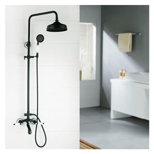 GPDNBIEU, Duschsets, rundes Badezimmer-Duscharmatur-Set, ölgeriebene Bronze, schwenkbarer 8-Zoll-Regenduschkopf und gehaltene Badewannen-Mischbatterie GPDNBIEU, Duschsets, rundes Badezimmer-Duscharmatur-Set, ölgeriebene Bronze, schwenkbarer 8-Zoll-Regenduschkopf und gehaltene Badewannen-Mischbatterie von GPDNBIEU