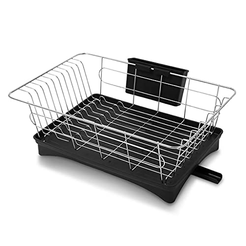 GPDNBIEU, Edelstahl mit Ablaufwanne Küchenbesteckständer Küchenarbeitsplatten Geschirr Lagerregal Abtropfgestell(Black) von GPDNBIEU