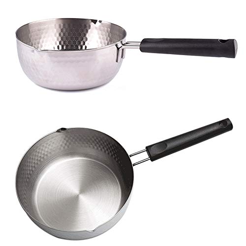 GPDNBIEU, Edelstahlpfanne Antihaftbeschichteter 430-Edelstahltopf Milchsaucentopf Traditioneller japanischer Fritteusentopf mit rutschfestem Isoliergriff(16cm/6.3in) von GPDNBIEU