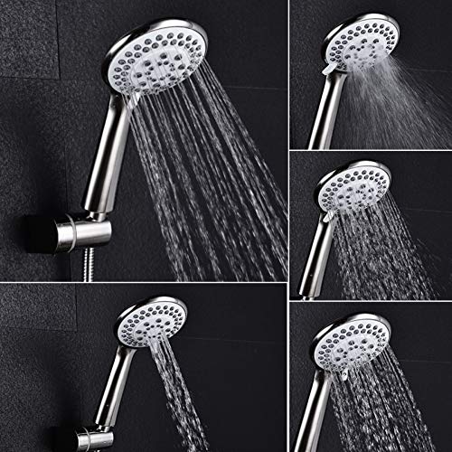 GPDNBIEU, Hand-Regenhahn, 5 Funktionen, Handbrause, Duschset aus gebürstetem Nickel mit Schlauch, Wandbrauseset, Dusche von GPDNBIEU