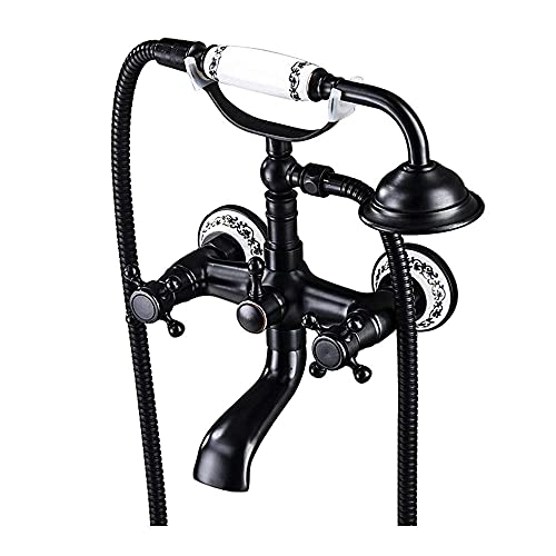 GPDNBIEU, Klassischer Badezimmer-Badewannenhahn aus Messing, verdeckter Duschhahn mit Handbrause, schwarze Badewannendusche Doppelgriff GPDNBIEU, Klassischer Badezimmer-Badewannenhahn aus Messing, verdeckter Duschhahn mit Handbrause, schwarze Badewannendusche Doppelgriff von GPDNBIEU