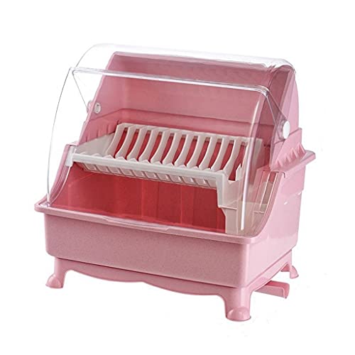 GPDNBIEU, Küche Große Deckel Doppel Schicht Container Kunststoff Haushalt Abtropffläche Geschirr Schüssel Essstäbchen Lagerung Box Ablauf rack(Blue) von GPDNBIEU