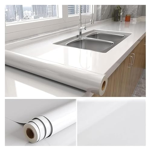 GPDNBIEU, Länge Marmor-Tapete for Abziehen und Aufkleben, selbstklebende, abnehmbare Tapete mit glänzender Granitstruktur(Wit,196.85x47.24IN) von GPDNBIEU