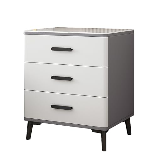 GPDNBIEU, Moderne Nachttische, Nachttisch mit Schrank, for Schlafzimmer Stauraum, 3 Schubladen, Kommode for(Gray+w rock Slab a,50x40x60cm) von GPDNBIEU