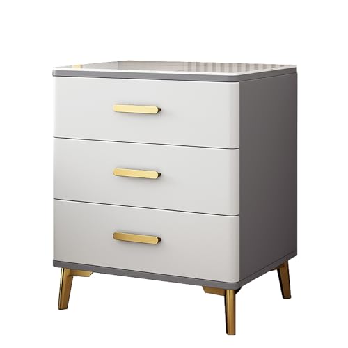 GPDNBIEU, Moderne Nachttische, Nachttisch mit Schrank, for Schlafzimmer Stauraum, 3 Schubladen, Kommode for(Gray+w rock Slab b,40x40x60cm) von GPDNBIEU