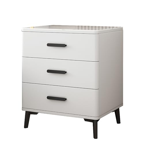 GPDNBIEU, Moderne Nachttische, Nachttisch mit Schrank, for Schlafzimmer Stauraum, 3 Schubladen, Kommode for(White rock Slab a,50x40x60cm) von GPDNBIEU