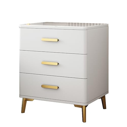 GPDNBIEU, Moderne Nachttische, Nachttisch mit Schrank, for Schlafzimmer Stauraum, 3 Schubladen, Kommode for(White rock Slab b,50x40x60cm) von GPDNBIEU