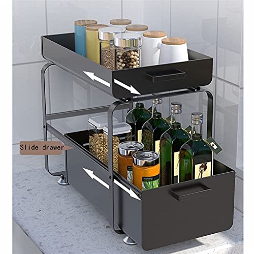 GPDNBIEU, Multifunktionales Lagerregal, Küchenschrankregal, ausziehbares doppellagiges Regal unter der Spüle zur Aufbewahrung von Küchenutensilien, Abtropfgestell(White) von GPDNBIEU