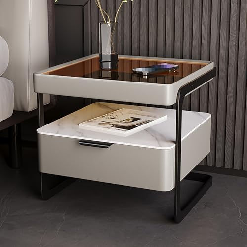 GPDNBIEU, Nachttisch-Set, minimalistischer und praktischer Nachttisch, Nachttische, Bett-Beistelltisch for Wohnzimmer, Schrank, Studentenwohnheim(Light Gray) von GPDNBIEU