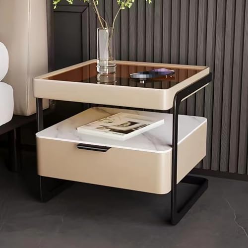 GPDNBIEU, Nachttisch-Set, minimalistischer und praktischer Nachttisch, Nachttische, Bett-Beistelltisch for Wohnzimmer, Schrank, Studentenwohnheim(Warm Yellow) von GPDNBIEU