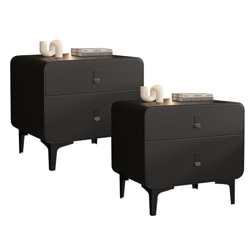 GPDNBIEU, Nachttisch mit Stauraum, Bettständer, Beistelltische, Organizer-Schrank, 2-stufiger, Kommode for Schlafzimmer, Wohnzimmer(Black,45x40x48cm) von GPDNBIEU