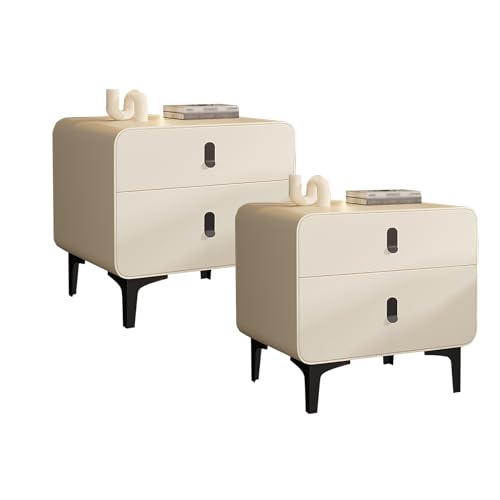 GPDNBIEU, Nachttisch mit Stauraum, Bettständer, Beistelltische, Organizer-Schrank, 2-stufiger, Kommode for Schlafzimmer, Wohnzimmer(Off white,45x40x48cm) von GPDNBIEU