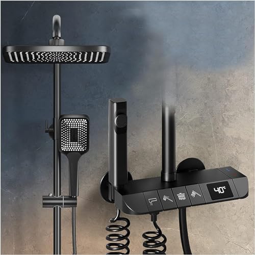 GPDNBIEU, Regenduschkopf mit Handbrause, Wannenarmaturen-Set, Hand-Bidetbrause und 1,5 m Brauseschlauch, freiliegendes Duscharmatur-Set, grau, Dusche(Onecolor) von GPDNBIEU