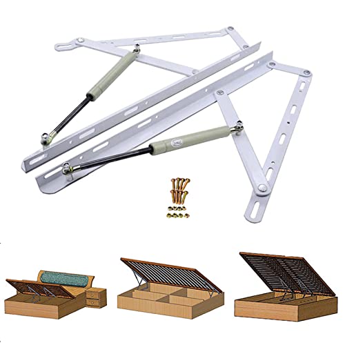 GPDNBIEU, Set bestehend aus zwei Betthebemechanismen, Federscharnieren, zusammenklappbaren Hebebeschlägen, passendem Zubehör for Bettscharniere, robusten Betterhöhungen(620MM) von GPDNBIEU
