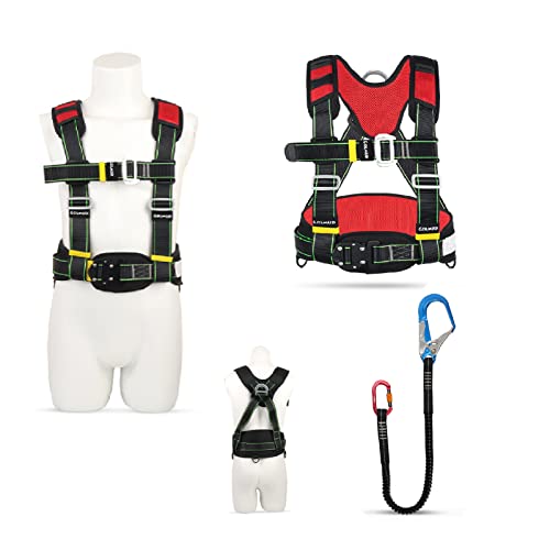 GPDNBIEU, Sicherheitsgurt for Luftarbeiten, Absturzsicherungsgurt mit selbsteinziehbarem Lanyard, Dachgurt-Sicherheitsset, Absturzsicherung, for Klettern(Red,B) von GPDNBIEU