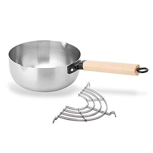 GPDNBIEU, Traditioneller, antihaftbeschichteter Edelstahl-Kochtopf for Milchsaucen mit Holzgriff und Ölabtropfgestell(B,18cm/7in) von GPDNBIEU