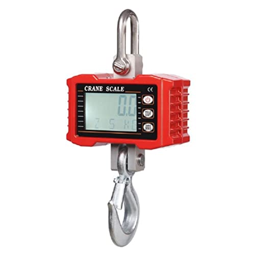 GPDNBIEU, Waage mit Gehäuse aus Aluminiumguss. Digitale Handkranwaage mit LCD-Display und Hintergrundbeleuchtung. Präzisions-Hängewaage aus kompaktem legiertem Stahl(Red,1000KG) von GPDNBIEU