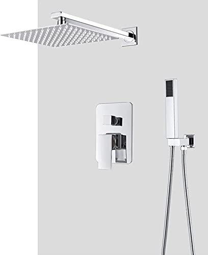GPDNBIEU, Wandmontiertes Dusch-Mischbatterie-Set aus verchromtem Messing mit Handbrause und Wasserfall-Kopfbrause, fortschrittliche Lufteinspritztechnologie, 8 Zoll (10 Zoll)(10 Inch) von GPDNBIEU