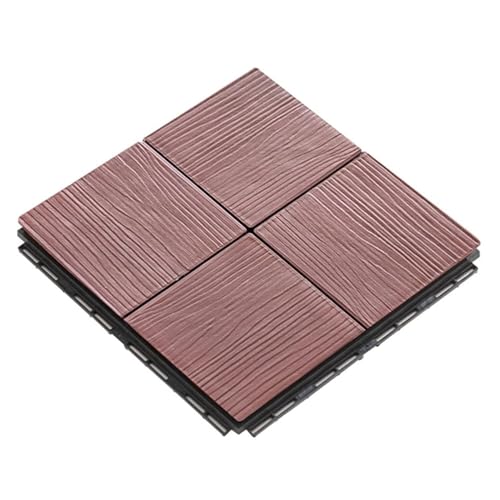 GPECTIFO 1 Stück ineinandergreifende Bodenfliesen aus Holz und Kunststoff for den Außenbereich, Terrassenbodenfliesen, pflegeleichter Terrassenboden mit -Muster(Coffee) von GPECTIFO